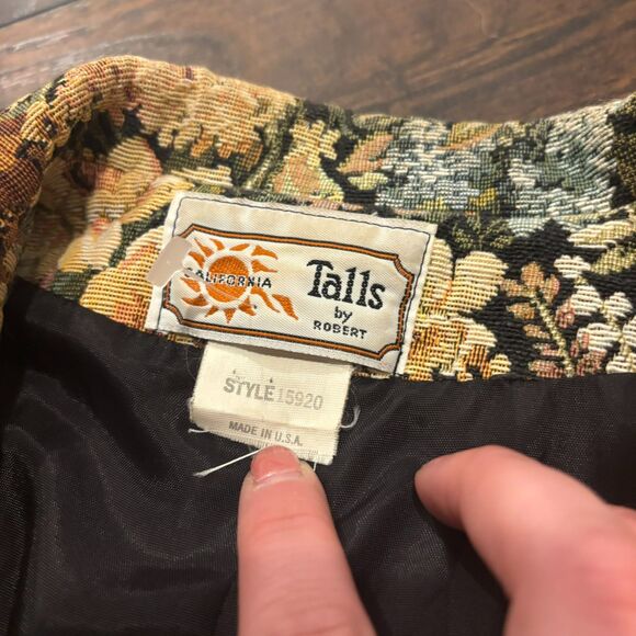 Vintage Talls by Robert California size 42 Medium Long Floral Tapestry Blazer - Picture 4 of 9